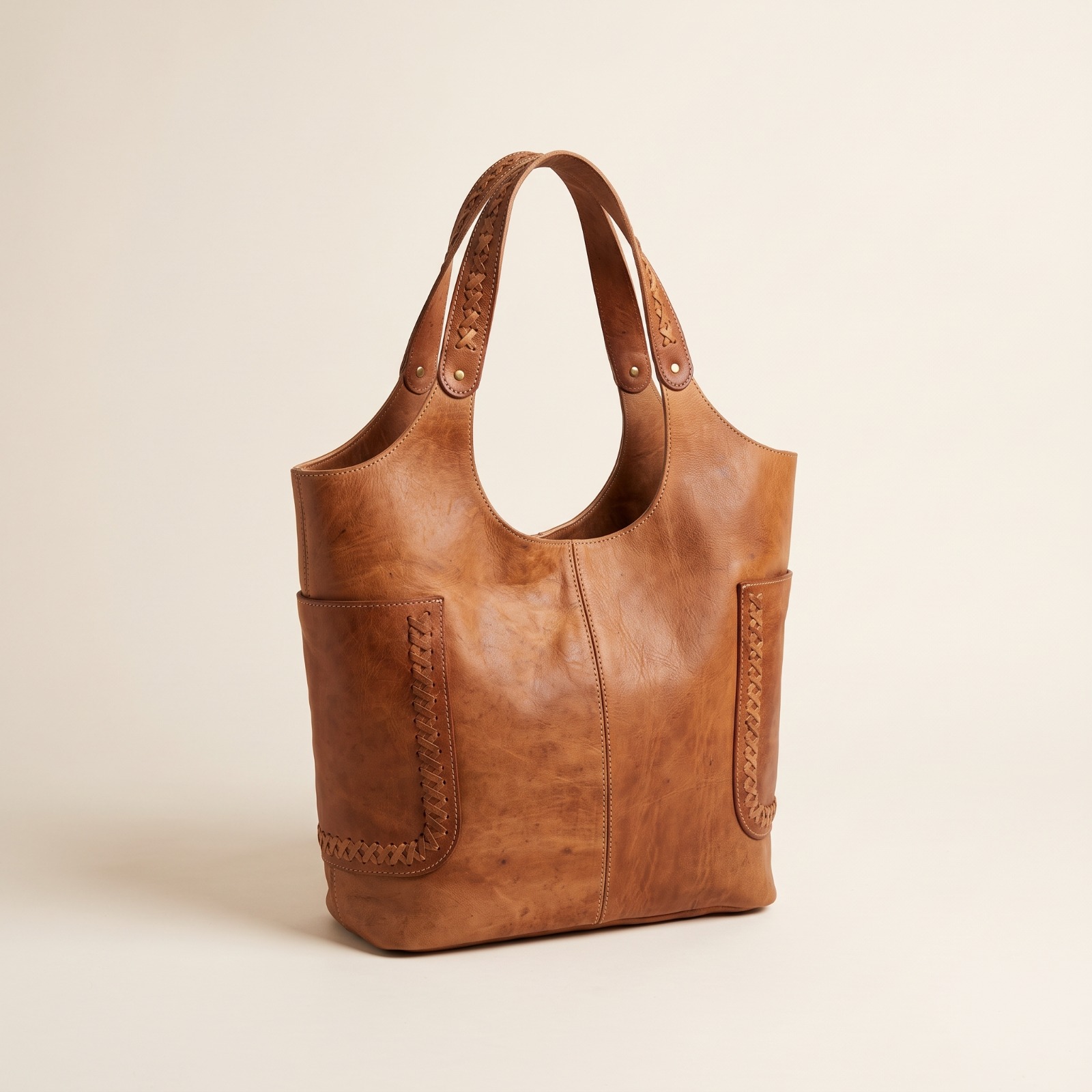 Sac Cabas en Cuir Marocain Fait Main – Grand Sac en Cuir Véritable – Sac Bohème Chic