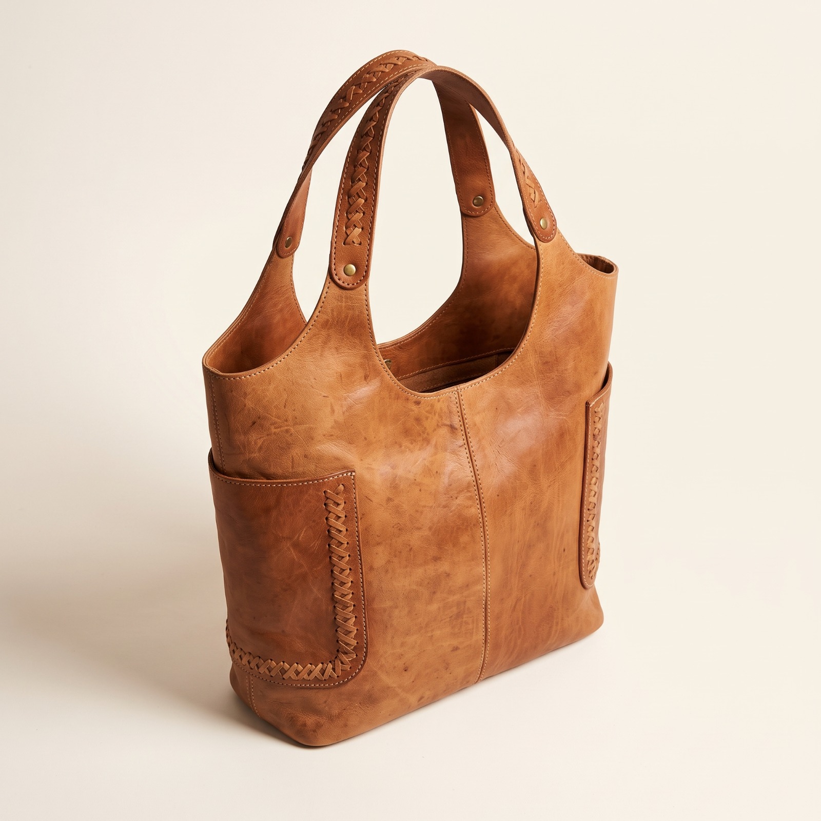 Sac Cabas en Cuir Marocain Fait Main – Grand Sac en Cuir Véritable – Sac Bohème Chic