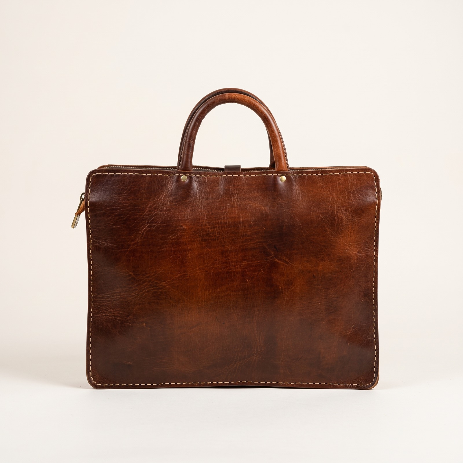 Sac Porte-Documents en Cuir Marron – Sac Ordinateur – Sac Business Artisanal